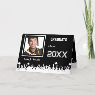 Graduation Invitation Your Photo Silhouette Crowd