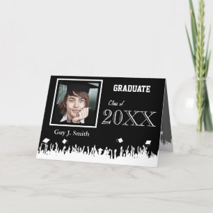 Graduation Invitation Your Photo Silhouette Crowd
