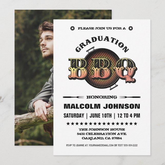 Graduation Invitations | BBQ Party (Front/Back)