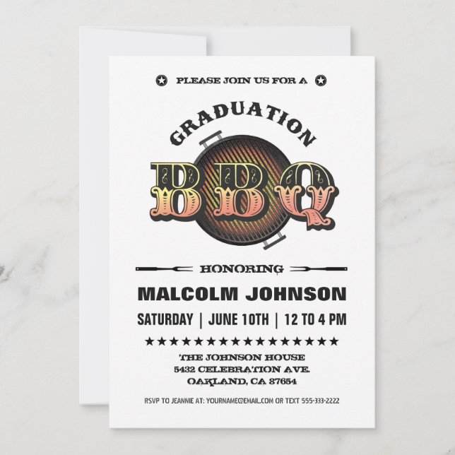Graduation Invitations | BBQ Party (Front)