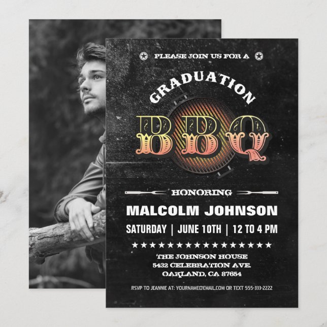 Graduation Invitations | BBQ Party (Front/Back)