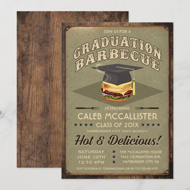 Graduation Invitations | BBQ Party (Front/Back)