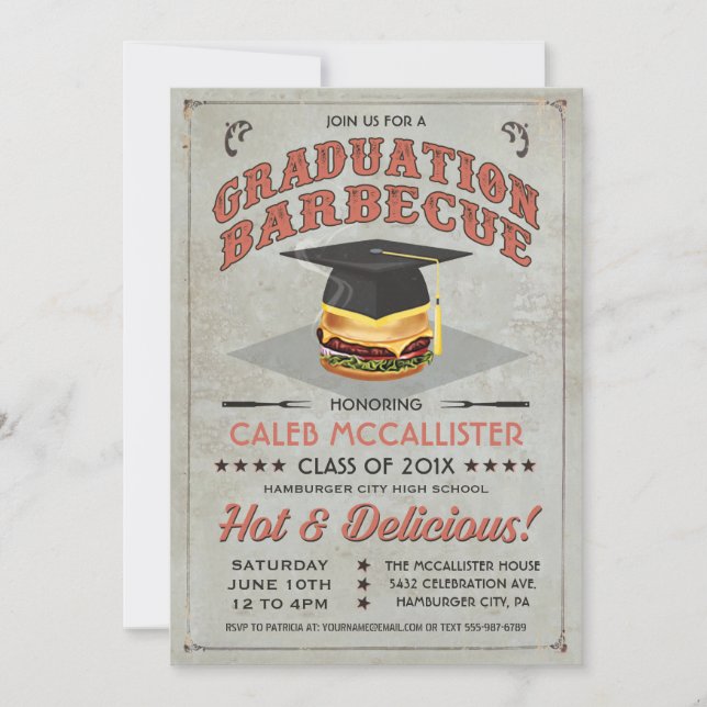 Graduation Invitations | BBQ Party v.2 (Front)