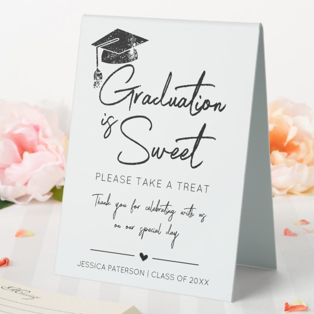 Graduation is Sweet Minimalist Black White Script (In SItu (Wedding))