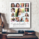 Graduation K–12 Modern Script Photo Collage White Canvas Print<br><div class="desc">Be proud, rejoice and showcase this milestone of your favourite grad. Create this girly, stunning, simple, modern, personalised high school graduation K – 12 photo collage poster for a keepsake you’ll always treasure. A fun, playful visual of soft grey script handwriting and cute, playful hearts, along with her name, class...</div>