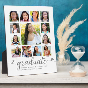 Graduation K–12 Modern Script Photo Collage White Plaque