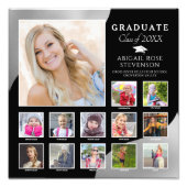 Graduation K-12 Photo Collage Black Brushed Silver (Front)