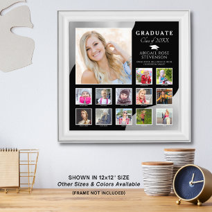 Graduation K-12 Photo Collage Black Brushed Silver