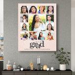 Graduation K–12 Photo Collage Blush Pink Bold Canvas Print<br><div class="desc">Be proud, rejoice and showcase this milestone of your favourite grad. Create this elegant, simple, modern, personalised high school graduation K – 12 photo collage canvas wall art for a keepsake you’ll always treasure. A fun, playful visual of bold, graphic, soft grey typography, along with their name, class year, school...</div>