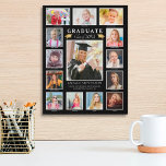 Graduation K-12 Photo Collage Graduate Keepsake Faux Canvas Print<br><div class="desc">Create a graduation commemorative keepsake faux canvas wall print featuring K-12 photos of your graduate with the title GRADUATE accented with faux metallic gold foil graduation caps or mortarboards against an editable black background you can change to any school colour or coordinating home decor colour. Personalise with your graduate's name,...</div>