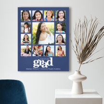 Graduation K–12 Photo Collage Modern Bold Blue