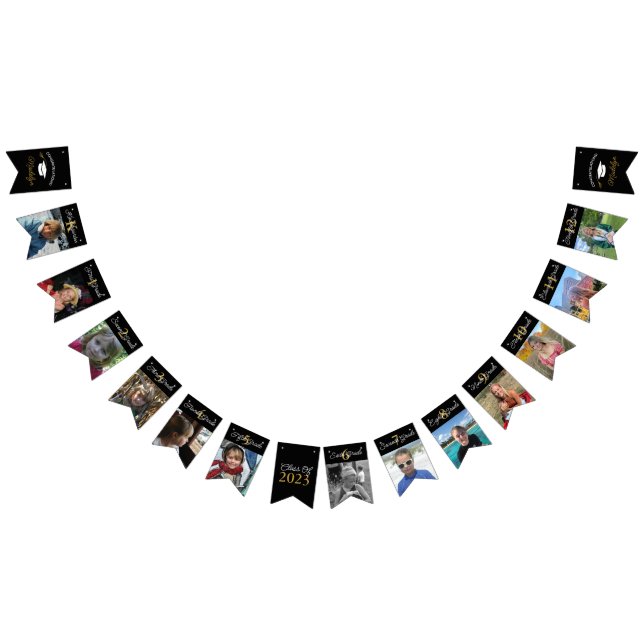 Graduation K to 12 Photo Black and Gold Bunting Fl (All)