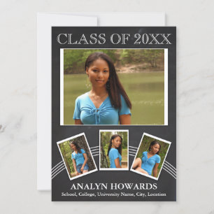 Graduation Keepsake 4 Photo Chalkboard Invitation