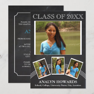 Graduation Keepsake 4 Photo Chalkboard Invitation