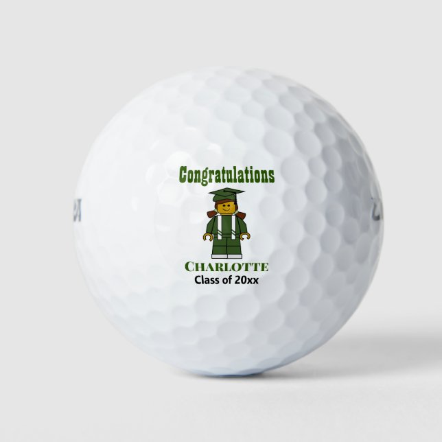 Graduation Keepsake Cute Graduate Golfer Golf Balls (Front)