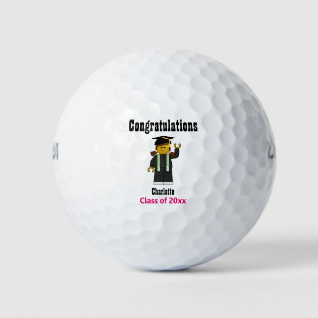 Graduation Keepsake Cute Graduate Golfer Golf Balls (Front)