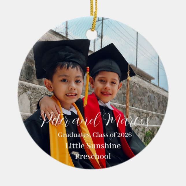 Graduation Keepsake Kids Preschool Ceramic Tree Decoration (Front)