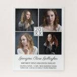 Graduation Keepsake Modern Photo Collage Classic Jigsaw Puzzle<br><div class="desc">Put your school memories on display with this custom,  modern photo collage. The design includes room for 4 of your grad's photos,  along with the year in the centre. Below that,  include your graduate's name in elegant script,  the school name,  and accomplishments. Use the easy templates to personalise.</div>