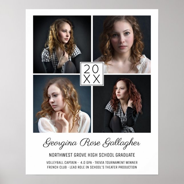 Graduation Keepsake Modern Photo Collage Classic Poster (Front)