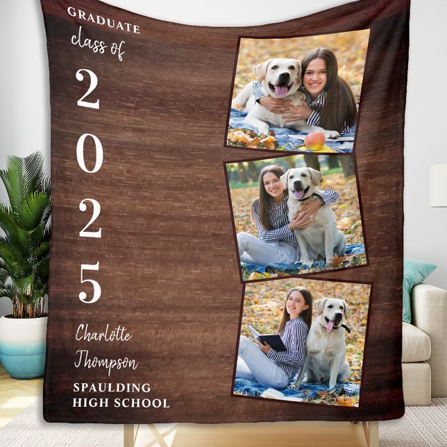Graduation Keepsake Photo Collage Graduate Fleece Blanket (Creator Uploaded)