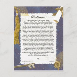 Graduation Key To The Future DESIDERATA Announcement Postcard