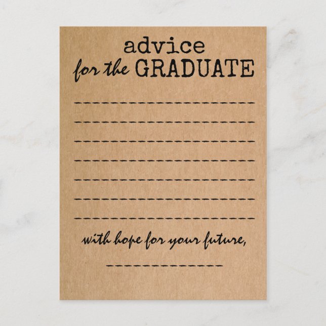 Graduation Kraft Advice Card (Front)