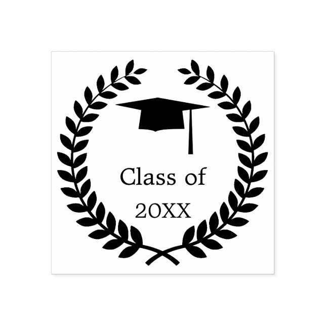 Graduation laurel wreath, mortar hat rubber stamp (Imprint)