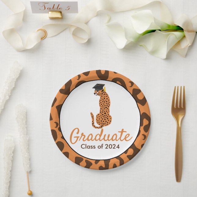 Graduation Leopard Paper Plate (Wedding)