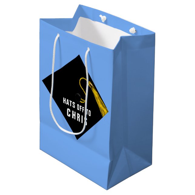 Graduation Light-blue Medium Gift Bag (Front Angled)