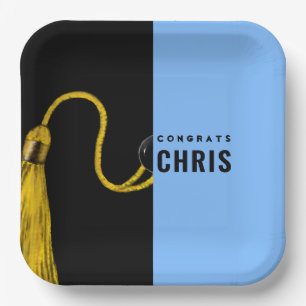 Graduation Light Blue Paper Plates