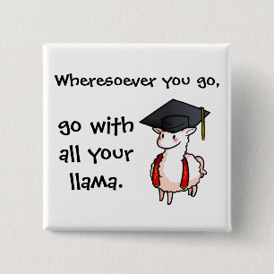 Graduation Llama 15 Cm Square Badge