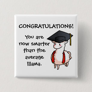 Graduation Llama 15 Cm Square Badge