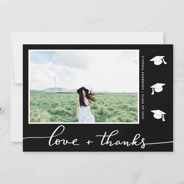 Graduation Love And Thanks Script Photo | Black (Front)