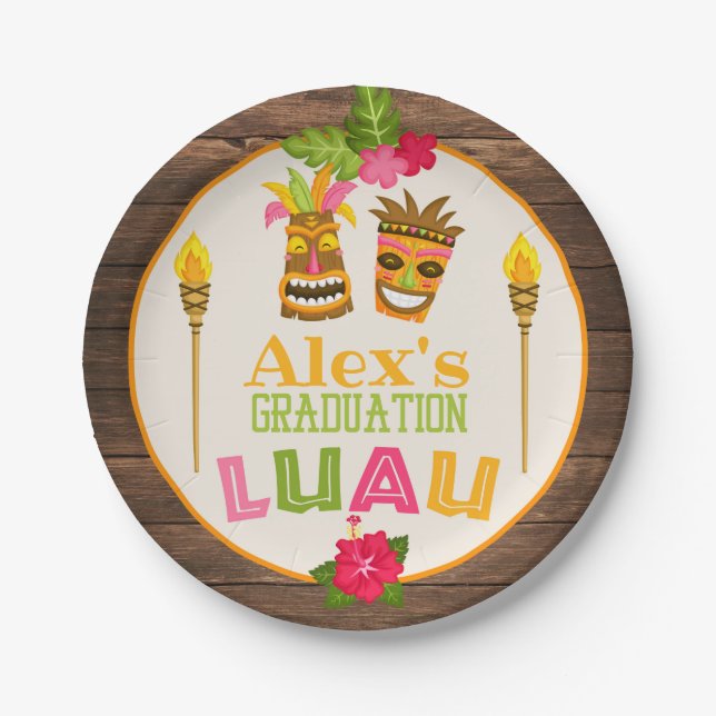 Graduation Luau - Paper Plate - Boy (Front)
