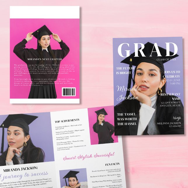 Graduation Magazine Booklet 4 Pages Fun Modern Announcement (Graduation Magazine Booklet 4 Pages Fun Modern Announcement)