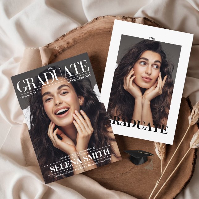 Graduation Magazine Cover Photo  Announcement (Graduation Announcement Magazine Cover Photo Editorial Newspaper Cute Aesthetic Unique)