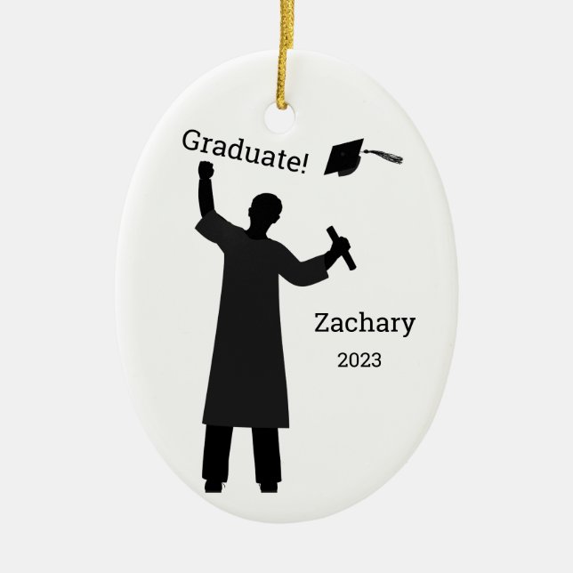 Graduation Male Celebration Keepsake Ceramic Tree Decoration (Front)