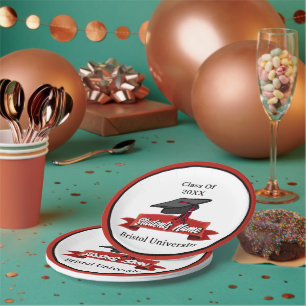 Graduation Maroon and Black Class of Personalised Paper Plate