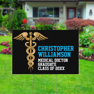 Graduation Medical Caduceus Doctor Garden Sign
