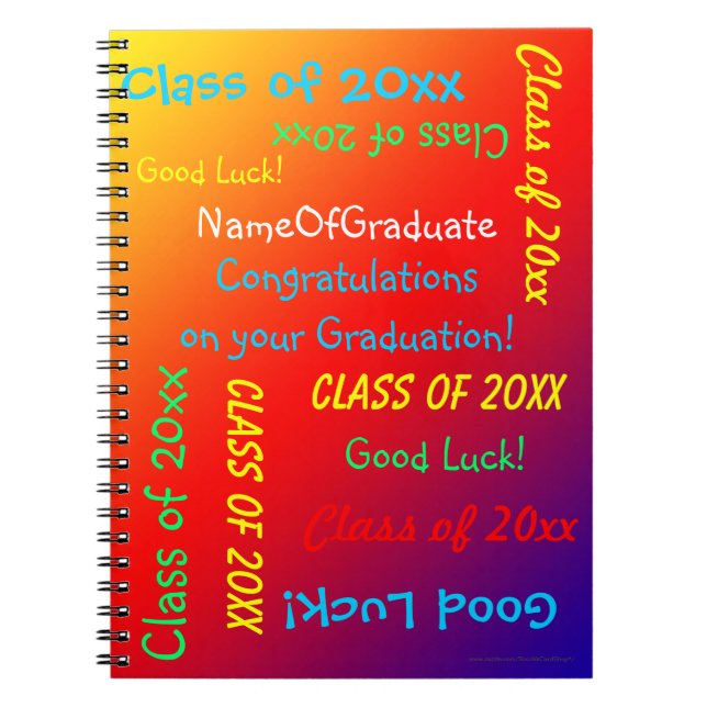 Graduation Memory Book, Vivid Rainbow Orange Red  Notebook (Front)