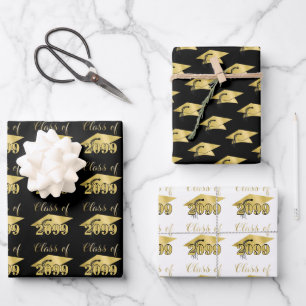 Graduation Metallic Gold Class Year Custom Colour Wrapping Paper Sheet