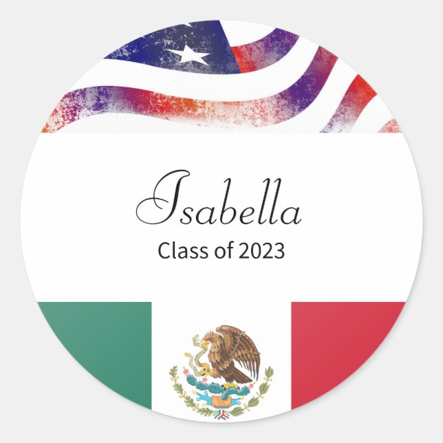 Graduation Mexican American Class of 2023 Classic Round Sticker (Front)