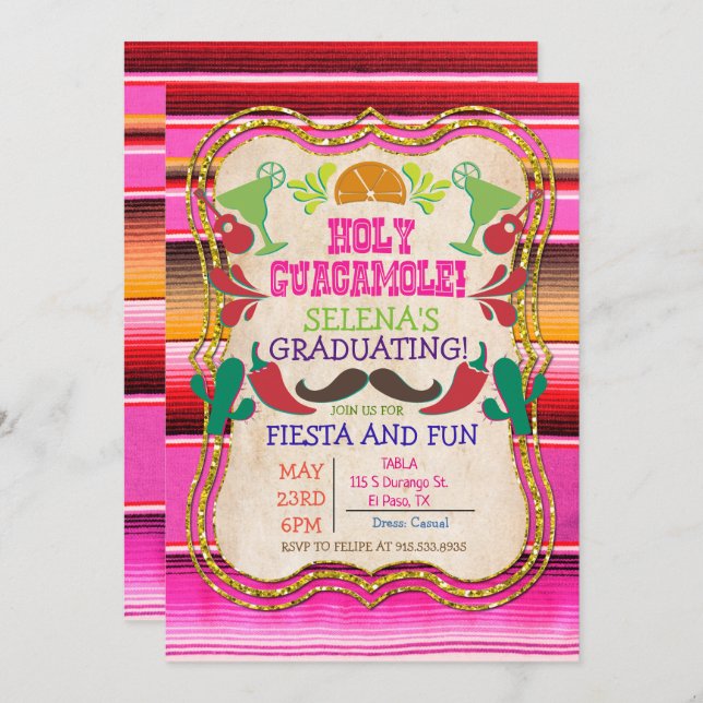 Graduation Mexican Fiesta Invitation (Front/Back)