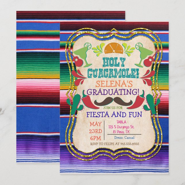 Graduation Mexican Fiesta Invitation (Front/Back)