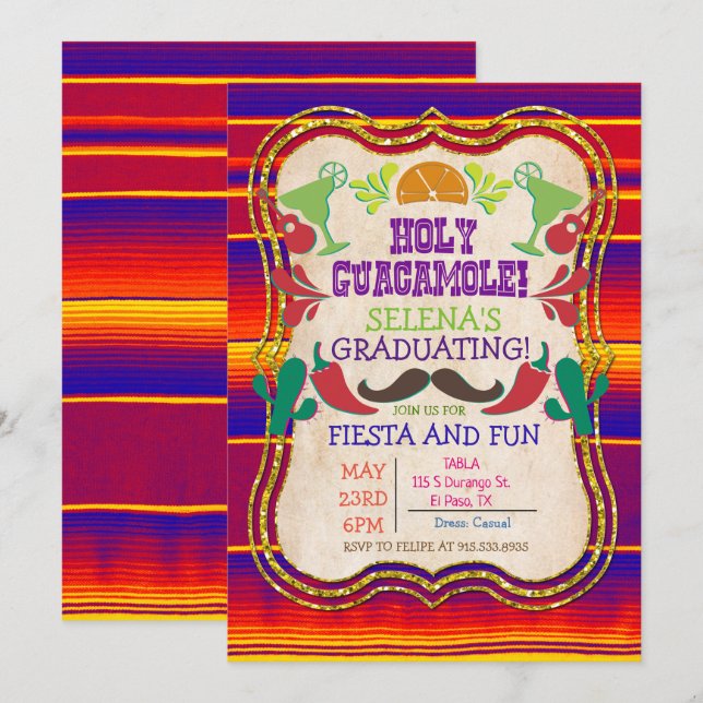 Graduation Mexican Fiesta Invitation (Front/Back)