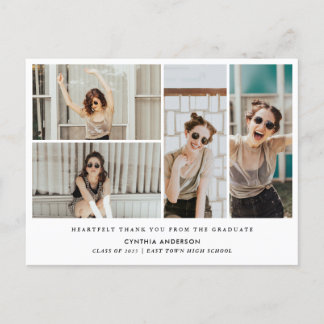 Graduation Minimal Thank You Photo Collage Postcard