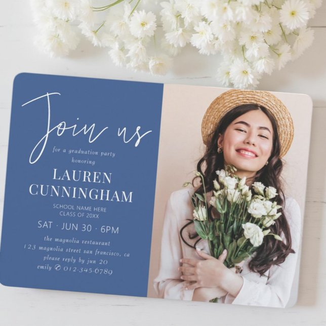 Graduation Minimalist Modern Simple Chic Photo Invitation (Creator Uploaded)