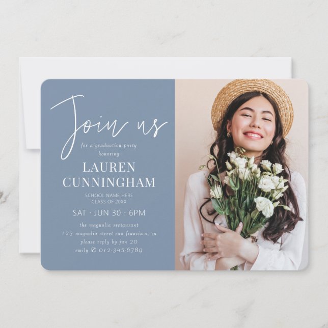 Graduation Minimalist Modern Simple Chic Photo Invitation (Front)