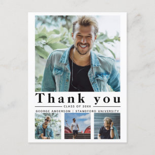 Graduation Minimalist multi photo Thank you Postcard