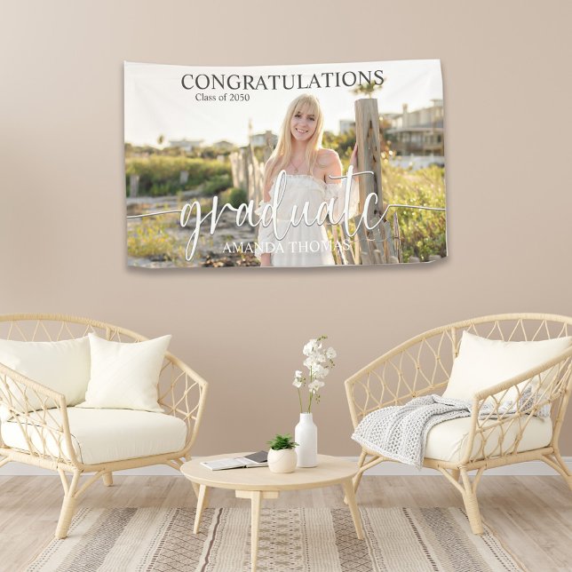 Graduation Minimalist Photo Elegant Simple Script Banner (Creator Uploaded)